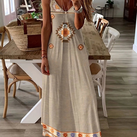 Summer Fresh Flower Print Beach Vacation Casual Suspender Dress Fashionable Casual Sleeveless Loose Suspender Long Skirt - American Thistle Summer Fresh Flower Print Beach Vacation Casual Suspender Dress Fashionable Casual Sleeveless Loose Suspender Long Skirt