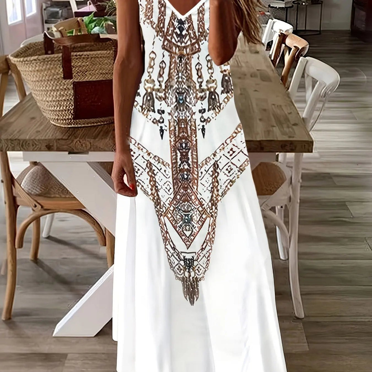 Summer Fresh Flower Print Beach Vacation Casual Suspender Dress Fashionable Casual Sleeveless Loose Suspender Long Skirt - American Thistle Summer Fresh Flower Print Beach Vacation Casual Suspender Dress Fashionable Casual Sleeveless Loose Suspender Long Skirt