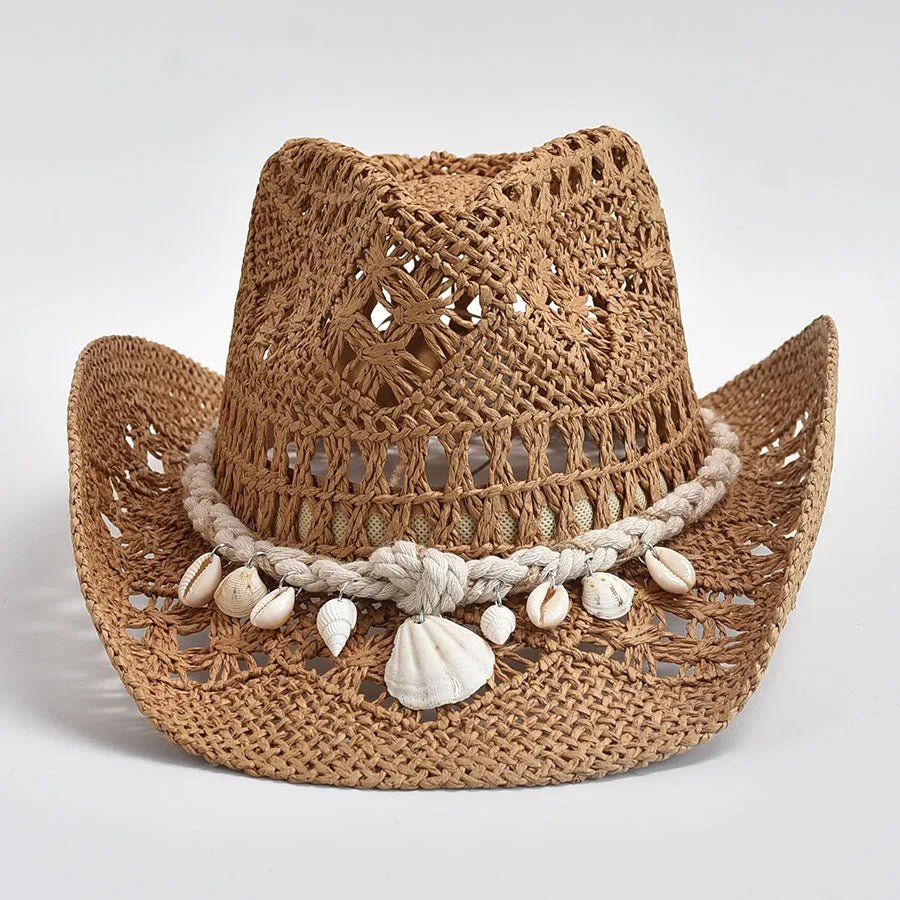 Summer Hand Woven Straw Hat for Women with Shells Decoration Beach Sun Hat - American ThistleSummer Hand Woven Straw Hat for Women with Shells Decoration Beach Sun Hat