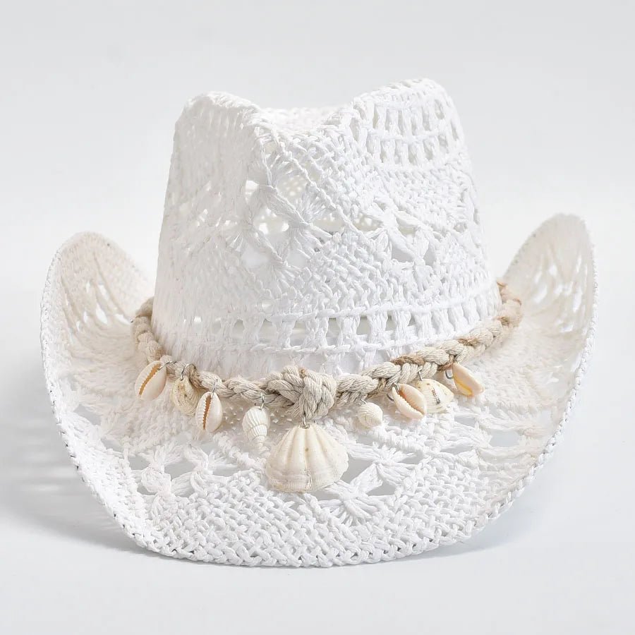 Summer Hand Woven Straw Hat for Women with Shells Decoration Beach Sun Hat - American ThistleSummer Hand Woven Straw Hat for Women with Shells Decoration Beach Sun Hat