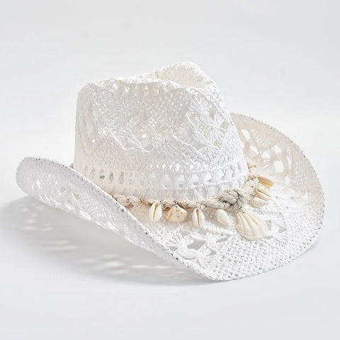 Summer Hand Woven Straw Hat for Women with Shells Decoration Beach Sun Hat - American ThistleSummer Hand Woven Straw Hat for Women with Shells Decoration Beach Sun Hat