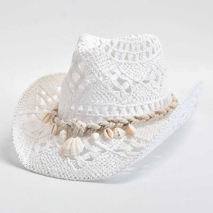 Summer Hand Woven Straw Hat for Women with Shells Decoration Beach Sun Hat - American ThistleSummer Hand Woven Straw Hat for Women with Shells Decoration Beach Sun Hat