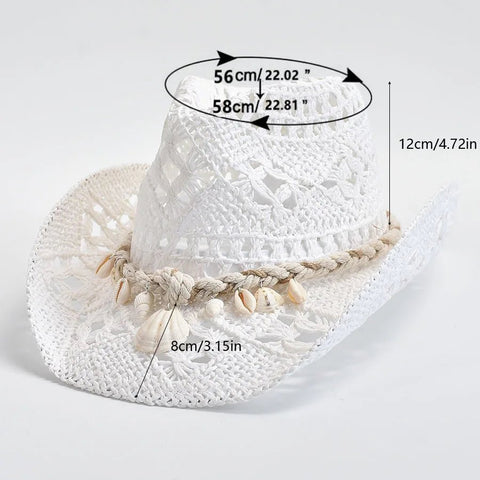 Summer Hand Woven Straw Hat for Women with Shells Decoration Beach Sun Hat - American ThistleSummer Hand Woven Straw Hat for Women with Shells Decoration Beach Sun Hat