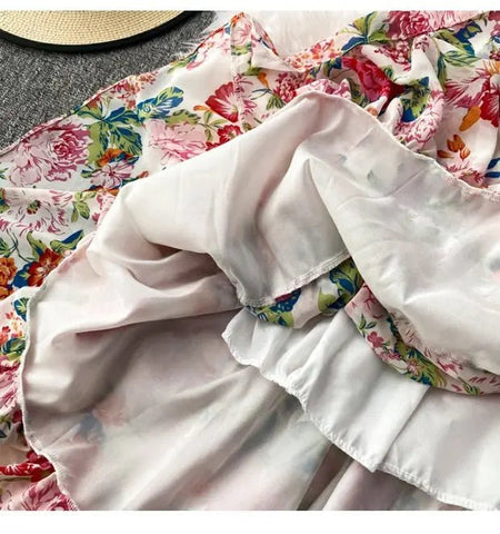 Summer Multicolor Floral Print Slimming Waist Long - American Thistle Summer Multicolor Floral Print Slimming Waist Long