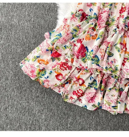 Summer Multicolor Floral Print Slimming Waist Long - American Thistle Summer Multicolor Floral Print Slimming Waist Long