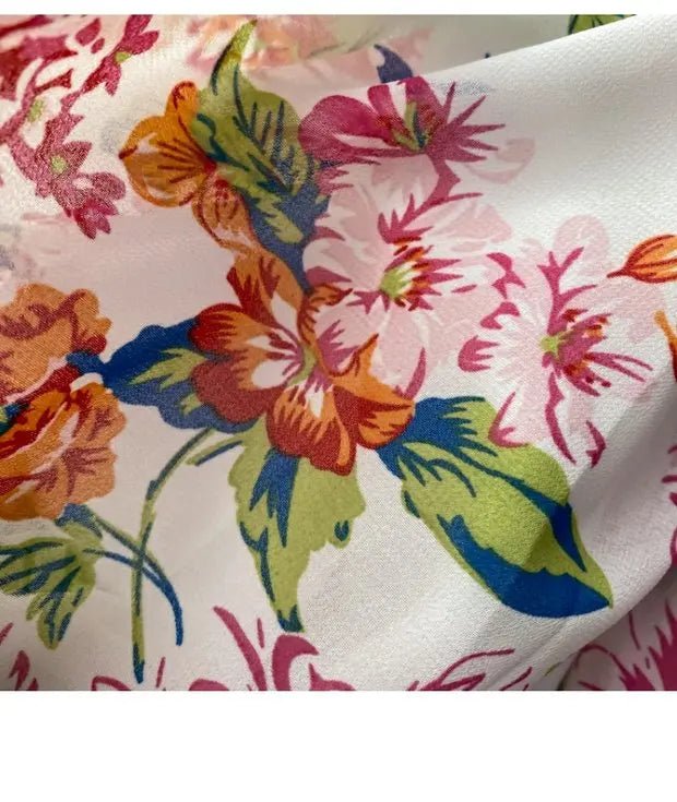 Summer Multicolor Floral Print Slimming Waist Long - American Thistle Summer Multicolor Floral Print Slimming Waist Long