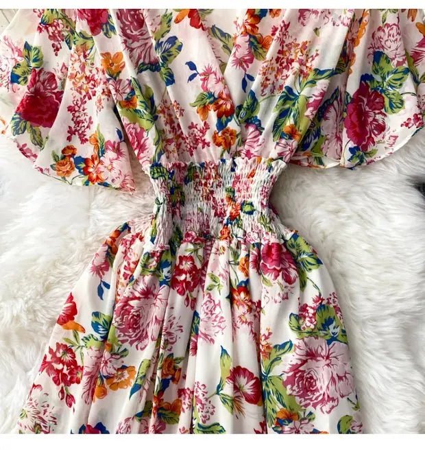 Summer Multicolor Floral Print Slimming Waist Long - American Thistle Summer Multicolor Floral Print Slimming Waist Long