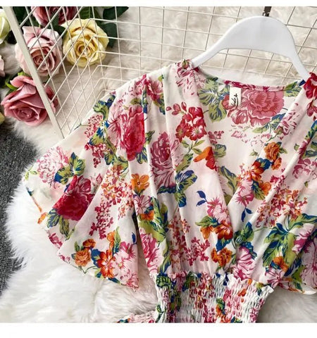 Summer Multicolor Floral Print Slimming Waist Long - American Thistle Summer Multicolor Floral Print Slimming Waist Long