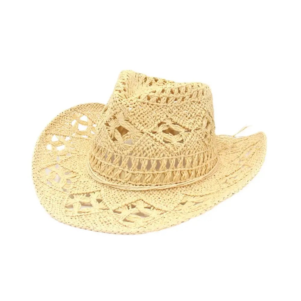 Summer Outdoor Women Hand - woven Western Cowboy Straw Hats Wide Brim Breathable - American ThistleSummer Outdoor Women Hand - woven Western Cowboy Straw Hats Wide Brim Breathable
