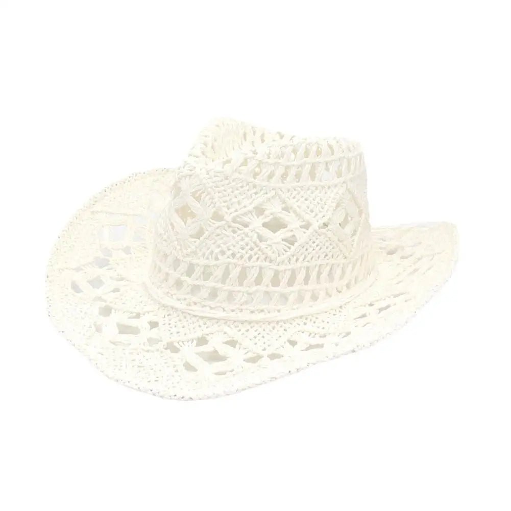 Summer Outdoor Women Hand - woven Western Cowboy Straw Hats Wide Brim Breathable - American ThistleSummer Outdoor Women Hand - woven Western Cowboy Straw Hats Wide Brim Breathable