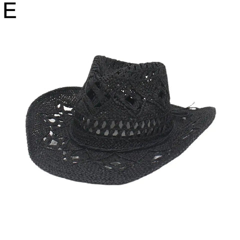 Summer Outdoor Women Hand - woven Western Cowboy Straw Hats Wide Brim Breathable - American ThistleSummer Outdoor Women Hand - woven Western Cowboy Straw Hats Wide Brim Breathable