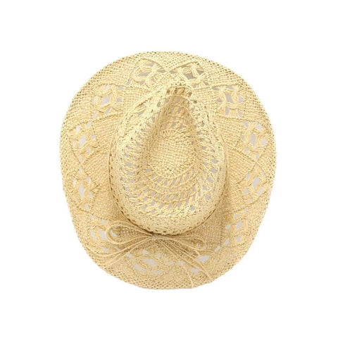 Summer Outdoor Women Hand - woven Western Cowboy Straw Hats Wide Brim Breathable - American ThistleSummer Outdoor Women Hand - woven Western Cowboy Straw Hats Wide Brim Breathable