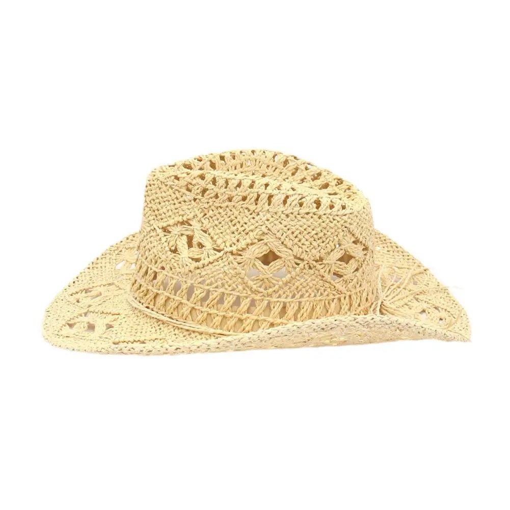 Summer Outdoor Women Hand - woven Western Cowboy Straw Hats Wide Brim Breathable - American ThistleSummer Outdoor Women Hand - woven Western Cowboy Straw Hats Wide Brim Breathable