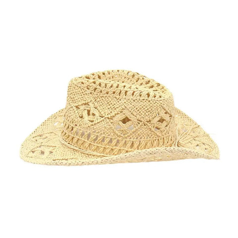 Summer Outdoor Women Hand - woven Western Cowboy Straw Hats Wide Brim Breathable - American ThistleSummer Outdoor Women Hand - woven Western Cowboy Straw Hats Wide Brim Breathable
