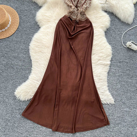 Summer Roman Tunic Mermaid Midi Dress For Women Empire Patchwork Lace - American ThistleSummer Roman Tunic Mermaid Midi Dress For Women Empire Patchwork Lace