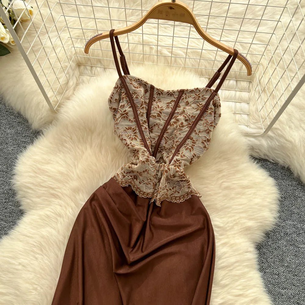 Summer Roman Tunic Mermaid Midi Dress For Women Empire Patchwork Lace - American ThistleSummer Roman Tunic Mermaid Midi Dress For Women Empire Patchwork Lace