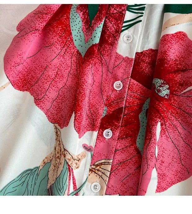 Summer Short Sleeve Floral Knee Length Dress Vintage - American Thistle Summer Short Sleeve Floral Knee Length Dress Vintage