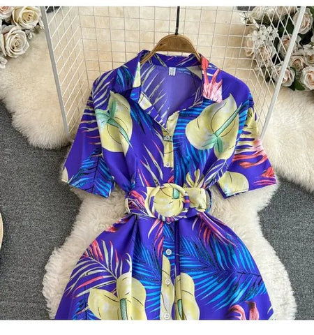 Summer Short Sleeve Floral Knee Length Dress Vintage - American Thistle Summer Short Sleeve Floral Knee Length Dress Vintage