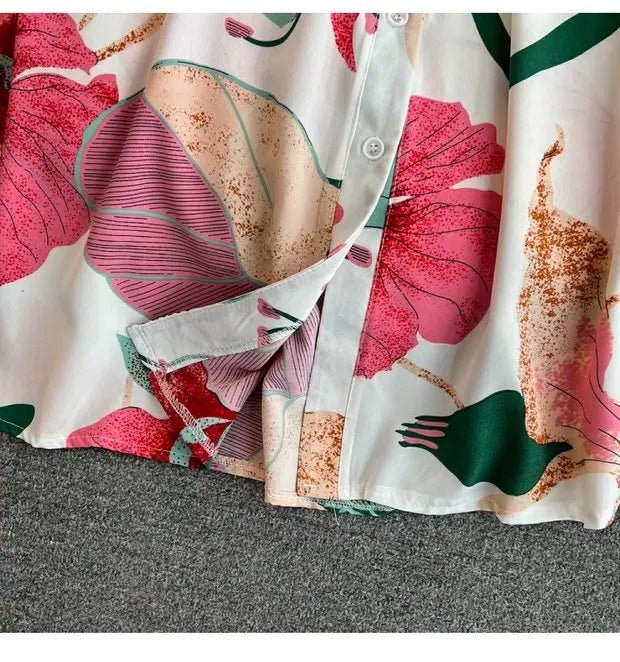 Summer Short Sleeve Floral Knee Length Dress Vintage - American Thistle Summer Short Sleeve Floral Knee Length Dress Vintage