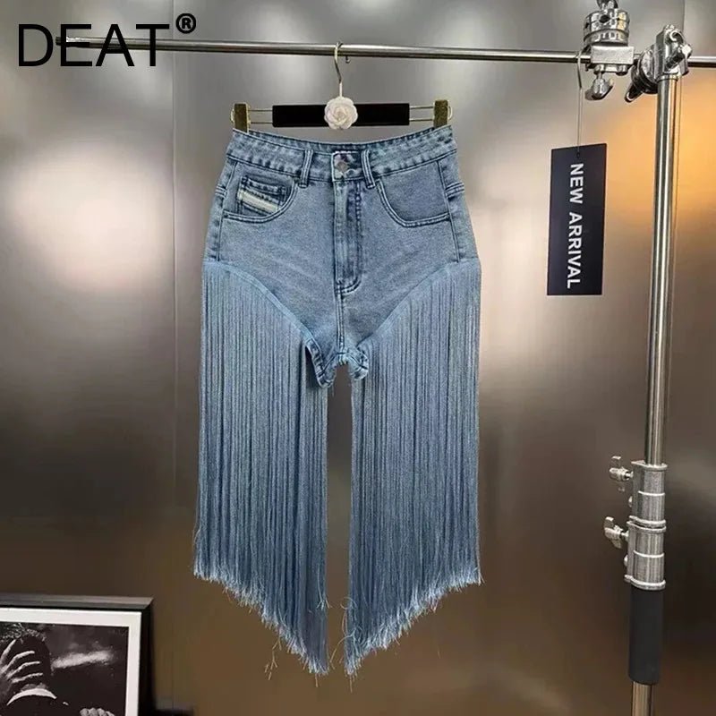 Summer Tassel Denim Shorts For Women High Waist - American Thistle Summer Tassel Denim Shorts For Women High Waist