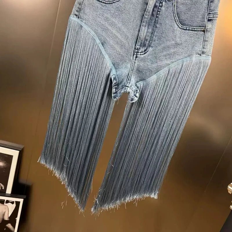 Summer Tassel Denim Shorts For Women High Waist - American Thistle Summer Tassel Denim Shorts For Women High Waist