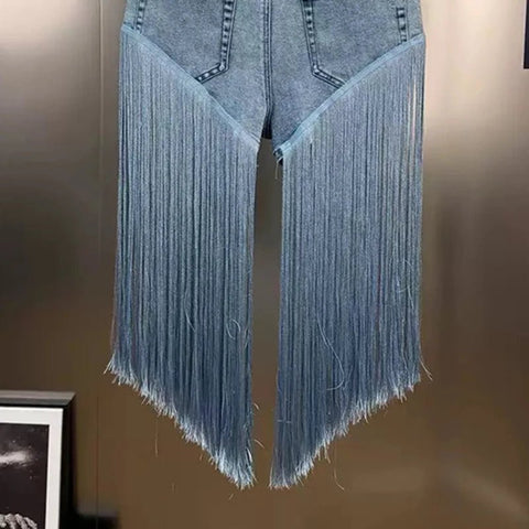 Summer Tassel Denim Shorts For Women High Waist - American Thistle Summer Tassel Denim Shorts For Women High Waist