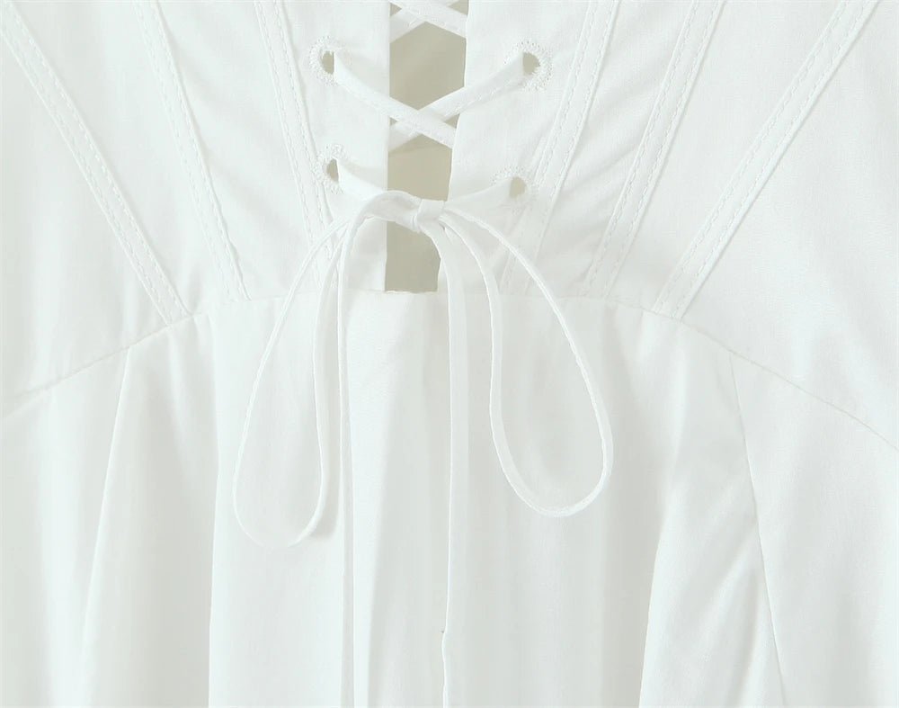 Summer Vintage White Lace - Panelled Cotton Dresses for Women Elegance - American Thistle Summer Vintage White Lace - Panelled Cotton Dresses for Women Elegance