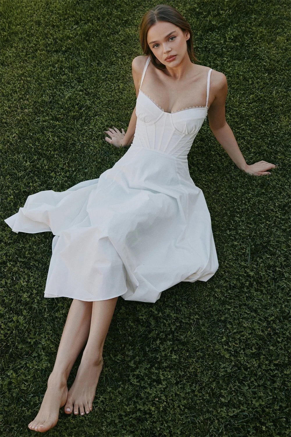 Summer Vintage White Lace - Panelled Cotton Dresses for Women Elegance - American Thistle Summer Vintage White Lace - Panelled Cotton Dresses for Women Elegance