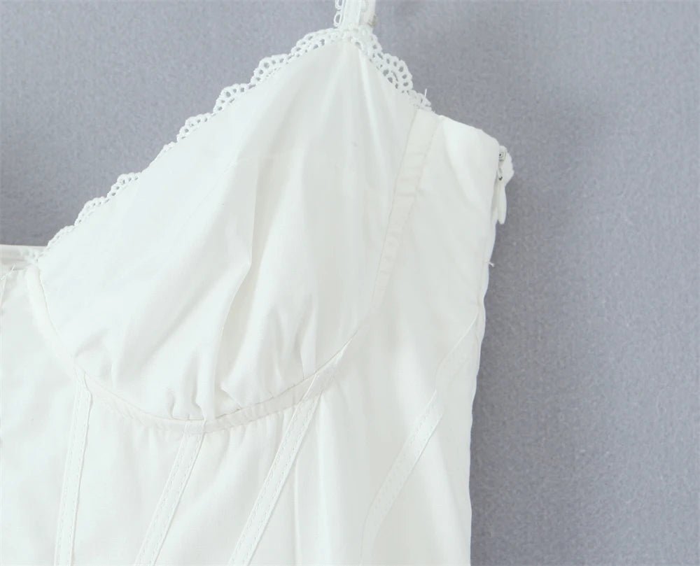 Summer Vintage White Lace - Panelled Cotton Dresses for Women Elegance - American Thistle Summer Vintage White Lace - Panelled Cotton Dresses for Women Elegance