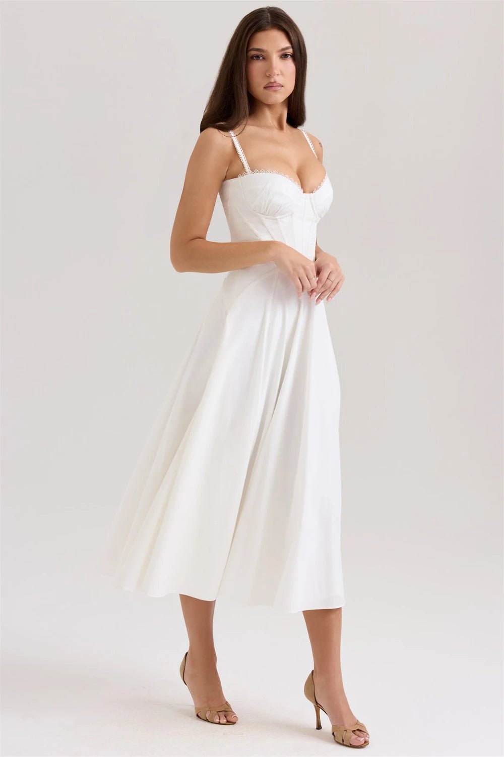 Summer Vintage White Lace - Panelled Cotton Dresses for Women Elegance - American Thistle Summer Vintage White Lace - Panelled Cotton Dresses for Women Elegance