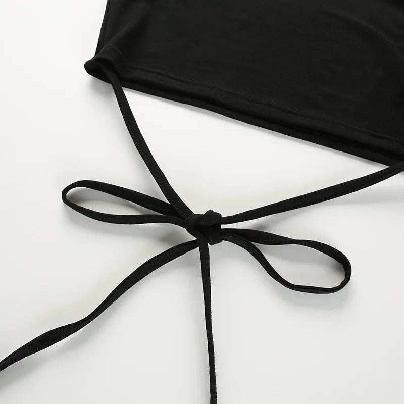 Summer Women Black Short T-Shirts Sexy Crop Tops Short Sleeve Bandage Tee Tops Female Shirts with String Wrap - American Thistle Summer Women Black Short T-Shirts Sexy Crop Tops Short Sleeve Bandage Tee Tops Female Shirts with String Wrap