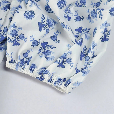 Summer Women Puff Sleeve Floral Printed Maxi Dress - American Thistle Summer Women Puff Sleeve Floral Printed Maxi Dress