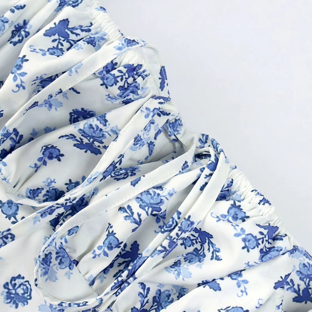 Summer Women Puff Sleeve Floral Printed Maxi Dress - American Thistle Summer Women Puff Sleeve Floral Printed Maxi Dress