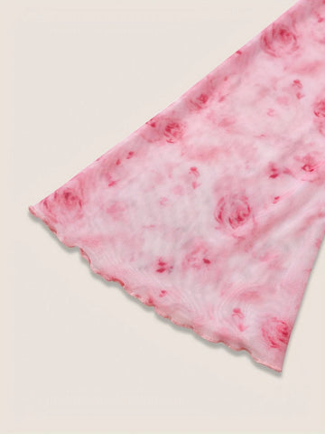 Summer Women's Floral Printed Sweet V - Neck Mesh Long Sleeve - American Thistle Summer Women's Floral Printed Sweet V - Neck Mesh Long Sleeve