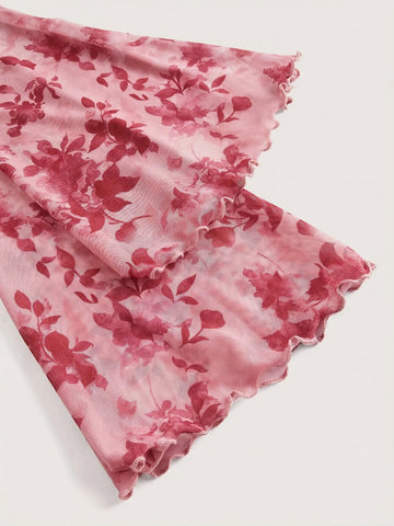 Summer Women's Floral Printed Sweet V - Neck Mesh Long Sleeve - American Thistle Summer Women's Floral Printed Sweet V - Neck Mesh Long Sleeve