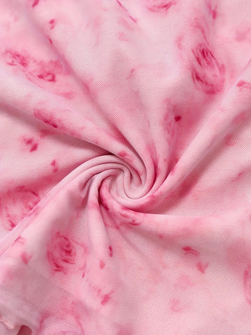 Summer Women's Floral Printed Sweet V - Neck Mesh Long Sleeve - American Thistle Summer Women's Floral Printed Sweet V - Neck Mesh Long Sleeve