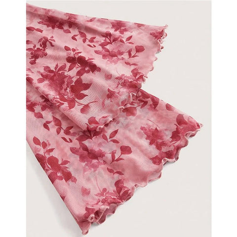 Summer Women's Floral Printed Sweet V - Neck Mesh Long Sleeve - American Thistle Summer Women's Floral Printed Sweet V - Neck Mesh Long Sleeve