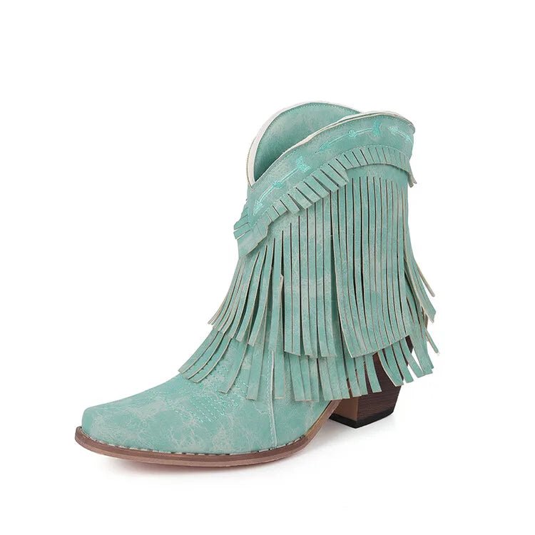 Trend Tassel Western Boots Women 2025 New Pink Fringe Cowboy Boots Chunky Heels Cowgirls Short Ankle Booties Goth Shoes - American ThistleTrend Tassel Western Boots Women 2025 New Pink Fringe Cowboy Boots Chunky Heels Cowgirls Short Ankle Booties Goth Shoes