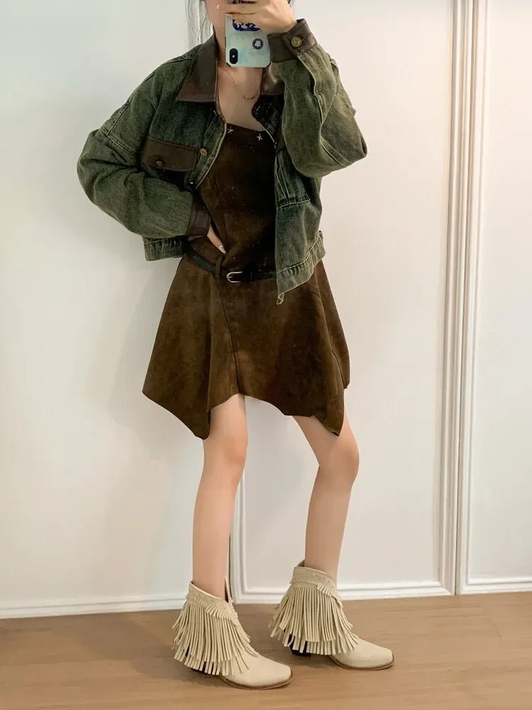 Trend Tassel Western Boots Women 2025 New Pink Fringe Cowboy Boots Chunky Heels Cowgirls Short Ankle Booties Goth Shoes - American ThistleTrend Tassel Western Boots Women 2025 New Pink Fringe Cowboy Boots Chunky Heels Cowgirls Short Ankle Booties Goth Shoes