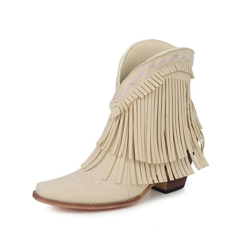 Trend Tassel Western Boots Women 2025 New Pink Fringe Cowboy Boots Chunky Heels Cowgirls Short Ankle Booties Goth Shoes - American ThistleTrend Tassel Western Boots Women 2025 New Pink Fringe Cowboy Boots Chunky Heels Cowgirls Short Ankle Booties Goth Shoes