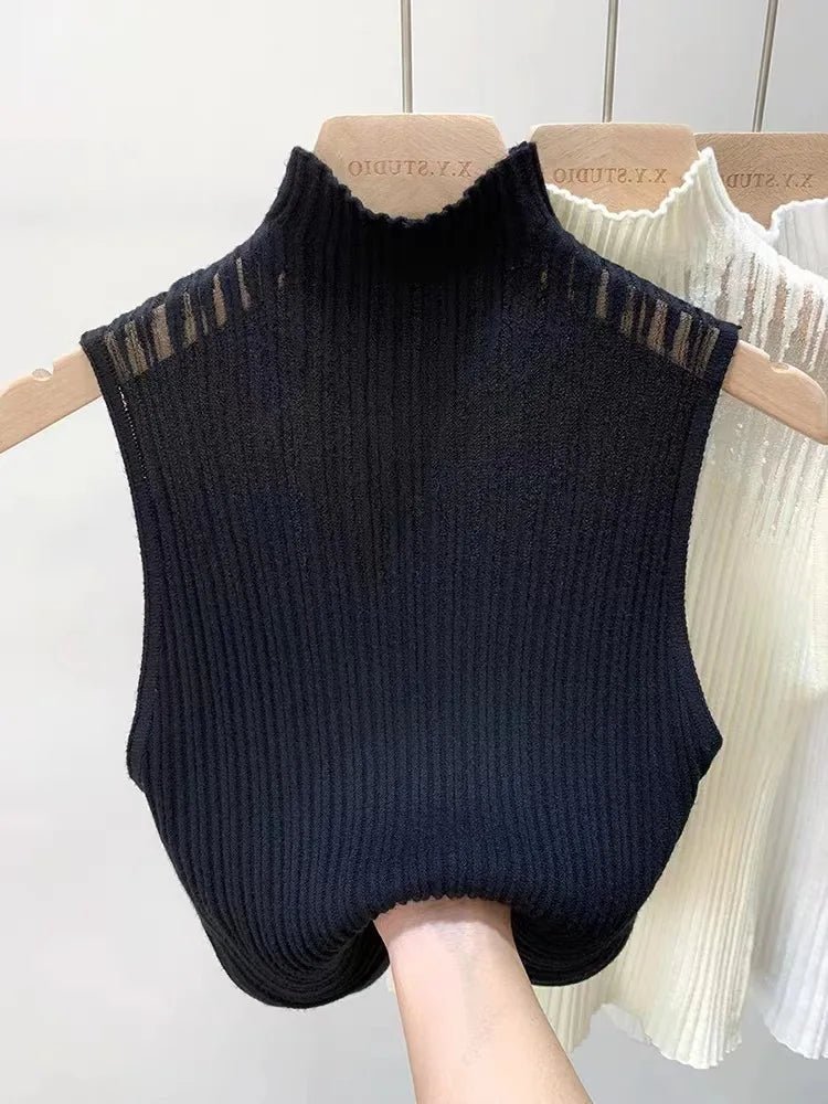 Turtleneck Elegant Sleeveless Design Slim Knitting Women's Tank Tops - American Thistle Turtleneck Elegant Sleeveless Design Slim Knitting Women's Tank Tops