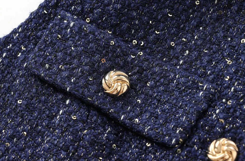 Tweed Waistcoat with Belt, O Neck, Sleeveless, Front Button, Female Outerwear, Chic Tops - American Thistle Tweed Waistcoat with Belt, O Neck, Sleeveless, Front Button, Female Outerwear, Chic Tops