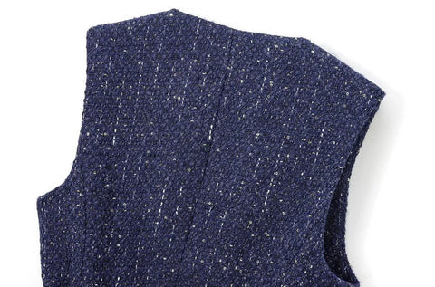 Tweed Waistcoat with Belt, O Neck, Sleeveless, Front Button, Female Outerwear, Chic Tops - American Thistle Tweed Waistcoat with Belt, O Neck, Sleeveless, Front Button, Female Outerwear, Chic Tops