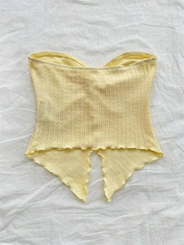 Twist Knot YellowCropped Tube Top for Women - American Thistle Twist Knot YellowCropped Tube Top for Women