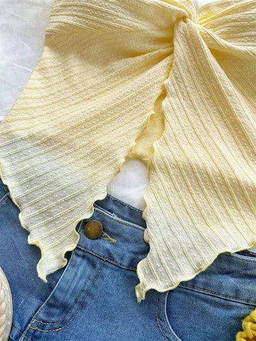 Twist Knot YellowCropped Tube Top for Women - American Thistle Twist Knot YellowCropped Tube Top for Women