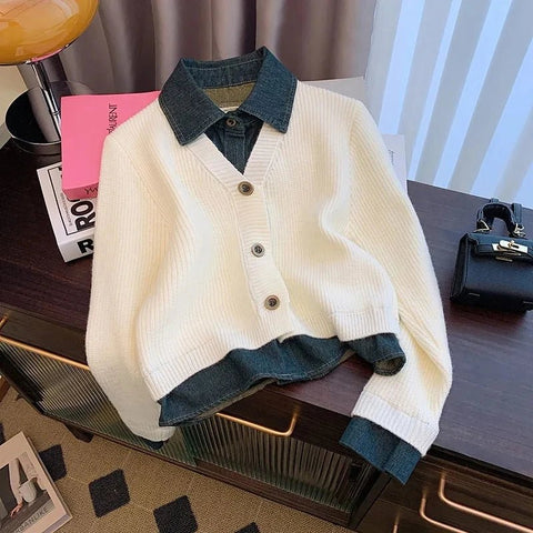 Two - Piece knitted Cardigan Sweater Woman's - American Thistle Two - Piece knitted Cardigan Sweater Woman's