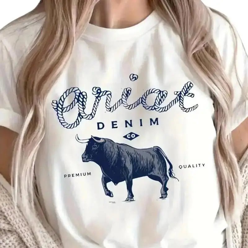 Vintage Inspired Shirt, Ariat Denim Bull, Western Flair Tee - American Thistle Vintage Inspired Shirt, Ariat Denim Bull, Western Flair Tee
