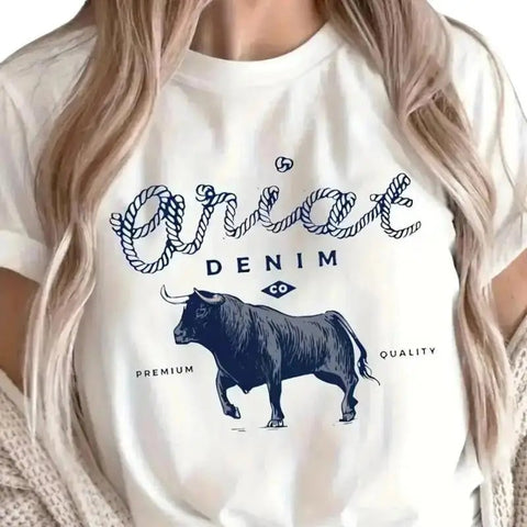 Vintage Inspired Shirt, Ariat Denim Bull, Western Flair Tee - American Thistle Vintage Inspired Shirt, Ariat Denim Bull, Western Flair Tee