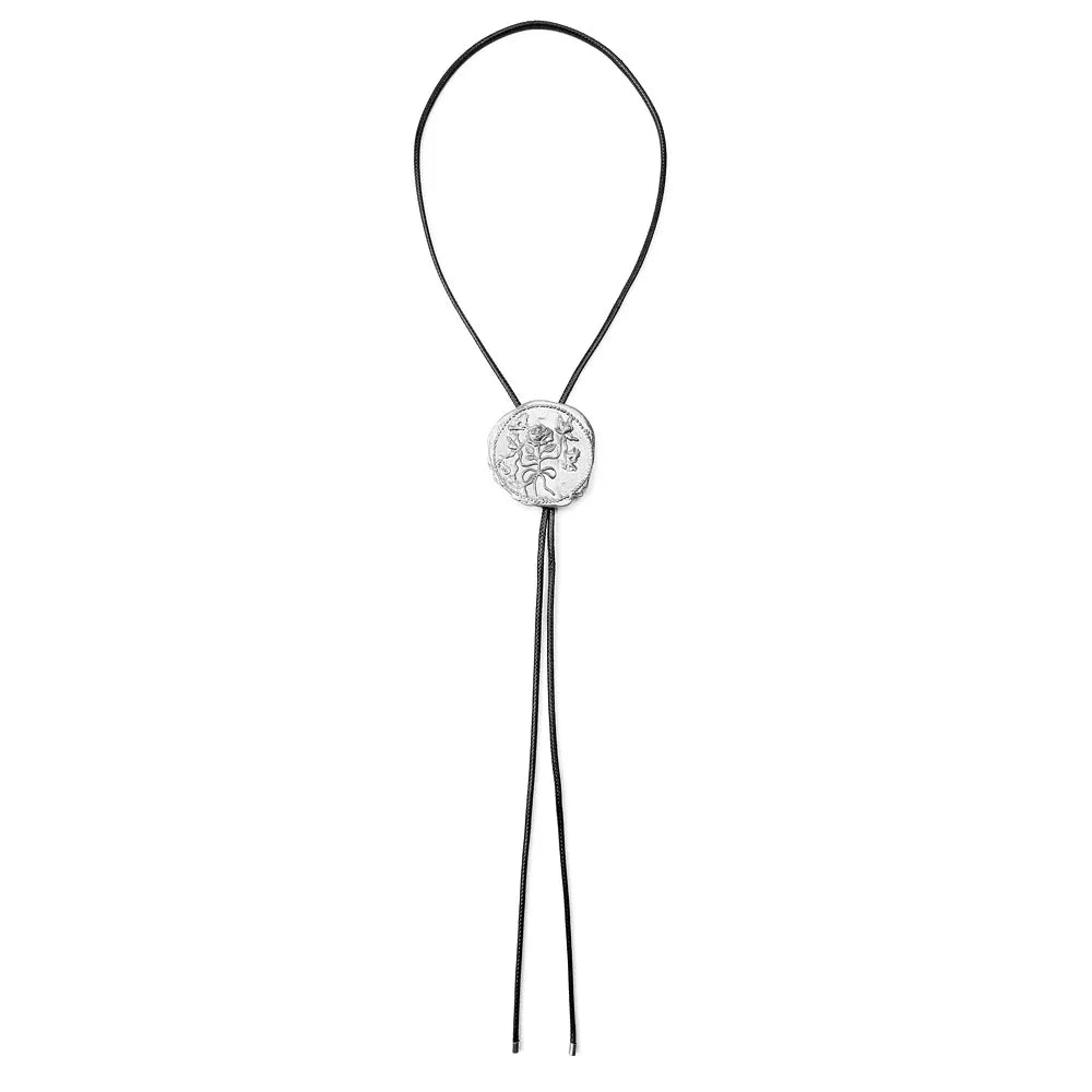 Vintage Irregular Metal Rose Round Label Adjustable Rope Chain Western Cowboy Style Necklace Women Personalized Jewelry - American ThistleVintage Irregular Metal Rose Round Label Adjustable Rope Chain Western Cowboy Style Necklace Women Personalized Jewelry