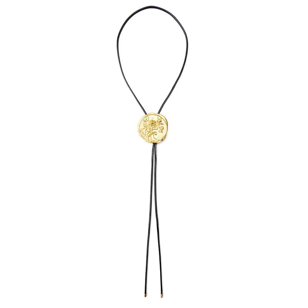 Vintage Irregular Metal Rose Round Label Adjustable Rope Chain Western Cowboy Style Necklace Women Personalized Jewelry - American ThistleVintage Irregular Metal Rose Round Label Adjustable Rope Chain Western Cowboy Style Necklace Women Personalized Jewelry